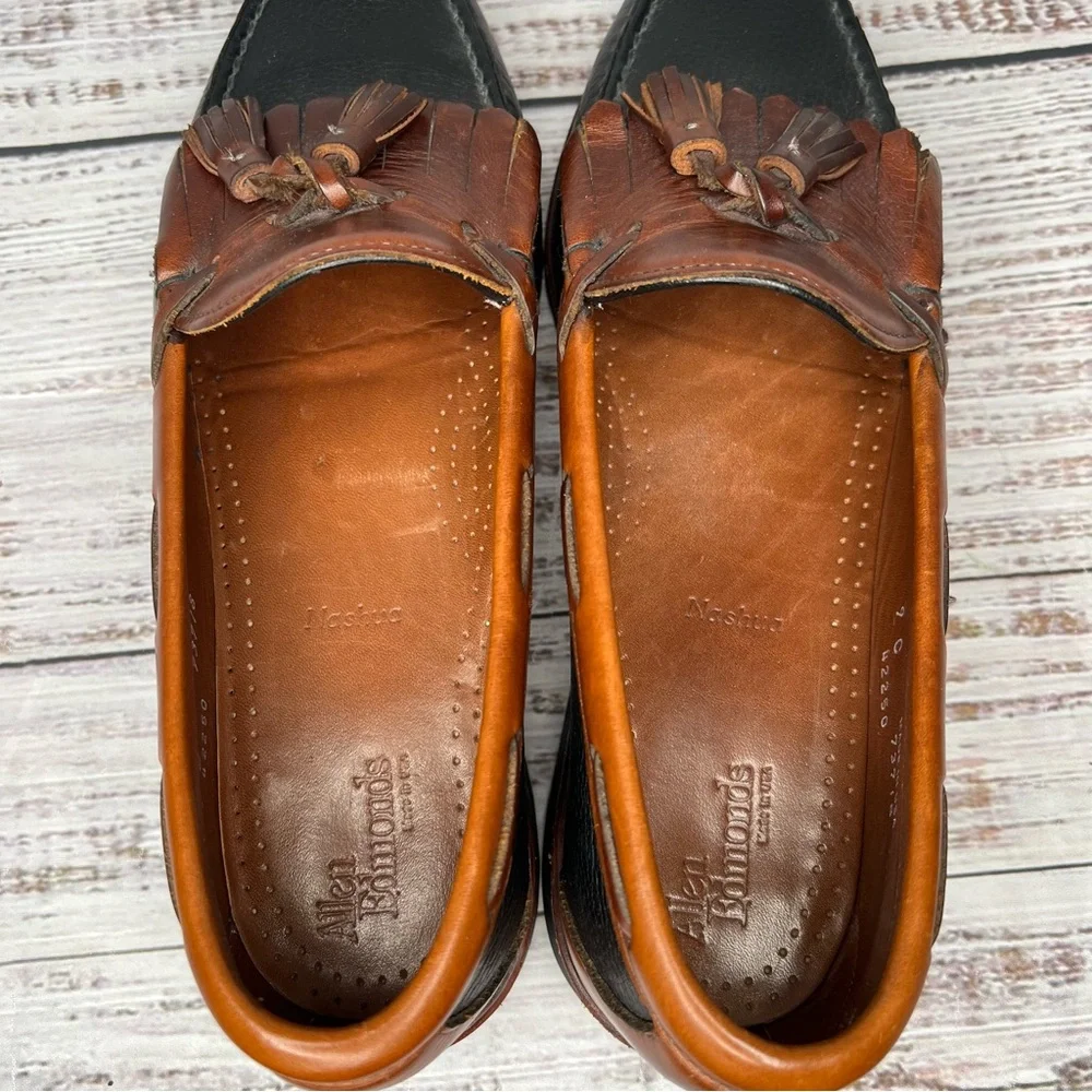 Allen‎ Edmond Nashua Loafers 9 C Mens Brown Black Leather Tassled Loafer USA